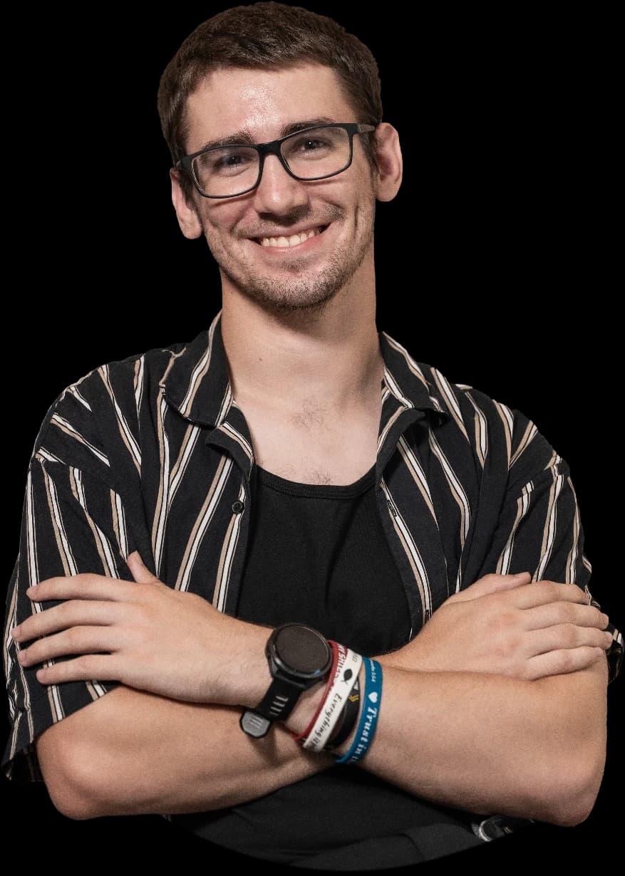 Stan Kirilov, video editor, arms folded